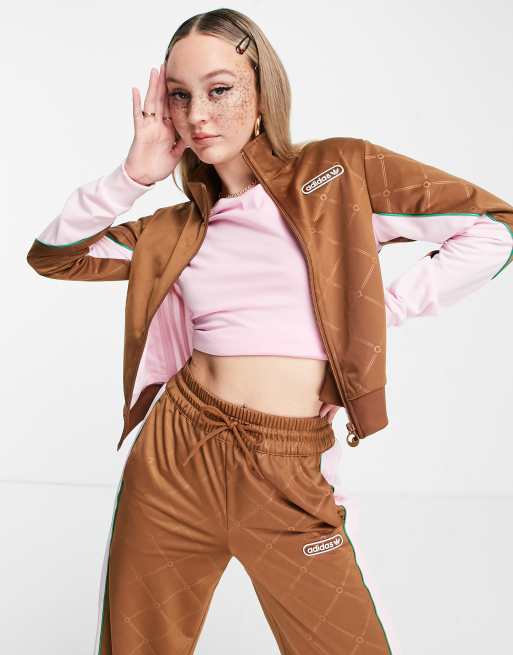 Originals 'Retro Luxury' track in brown and pink with monogram print ASOS