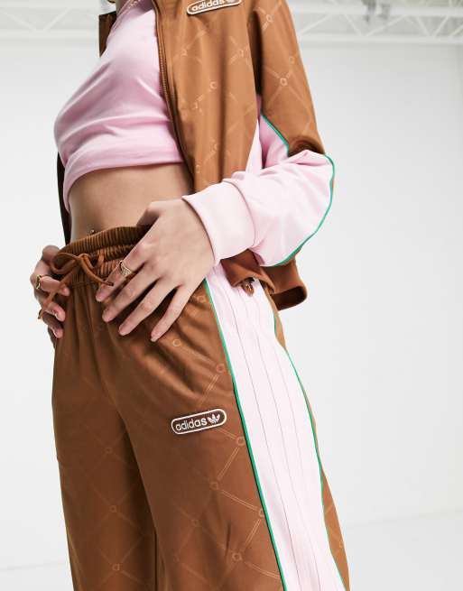 adidas Originals Retro Luxury track pants in brown with monogram