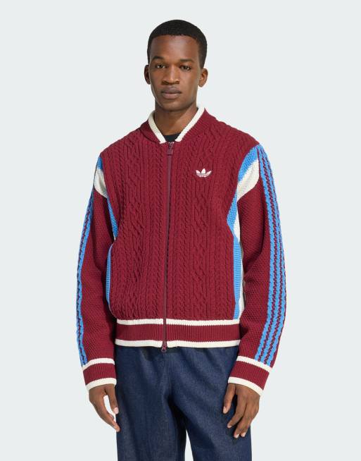 adidas Originals - Retro Remix - Cardigan rosso ombra / bianco sporco / blu cenere