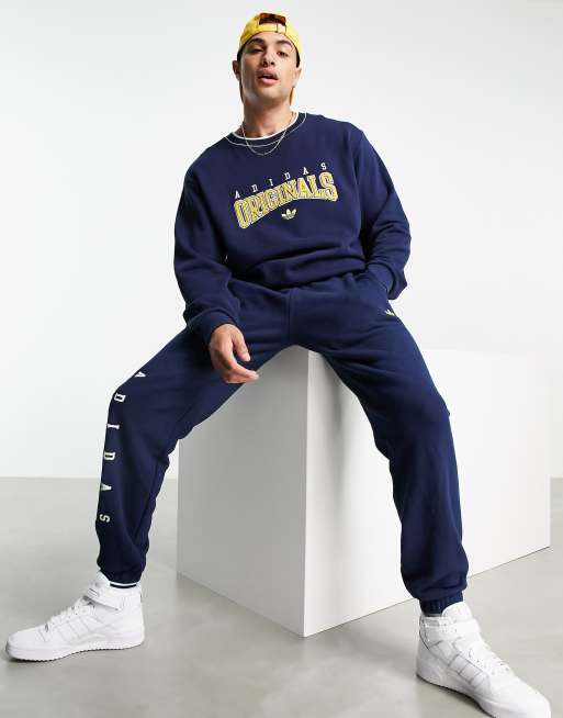 adidas Originals Retro Revival logo graphics sweatshirt in navy