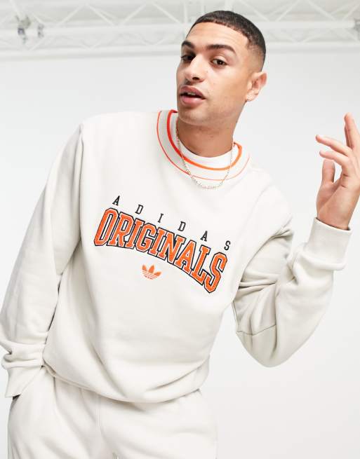 adidas Originals Retro Revival logo graphics sweatshirt in oatmeal