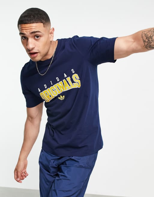 adidas Originals 'Retro Revival' logo graphics t-shirt in navy