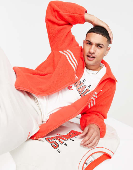 adidas Originals – Retro Revival – Pomarańczowa bluza polarowa zapinana na zamek
