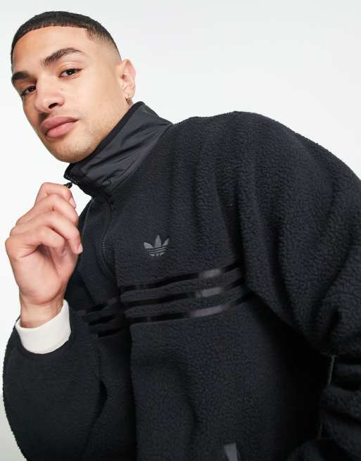 adidas Originals – „Retro Revival“ – Pulloverjacke aus Fleece mit Reißverschluss in Schwarz