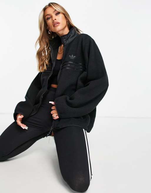 absolutte Rektangel forstene adidas Originals - Retro Revival - Sort fleece med gennemgående lynlås |  ASOS