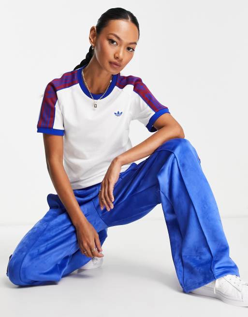 adidas Originals - Retro Sport - T-shirt met biezen in wit