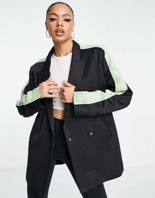 adidas Originals Retro Sport tape blazer jacket in black | ASOS