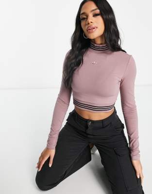 Originals Retro Sport tape long sleeve cropped top mauve-Pink £43.00 | Closer