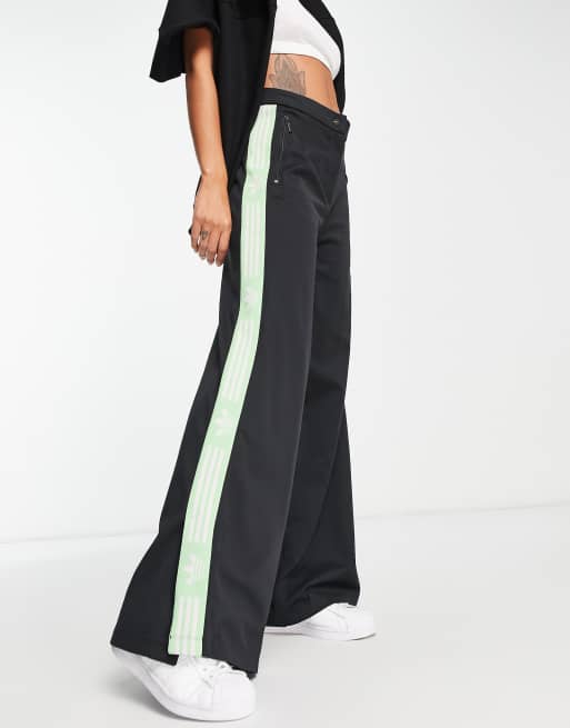 adidas Originals Retro Sport tape wide leg pants in black