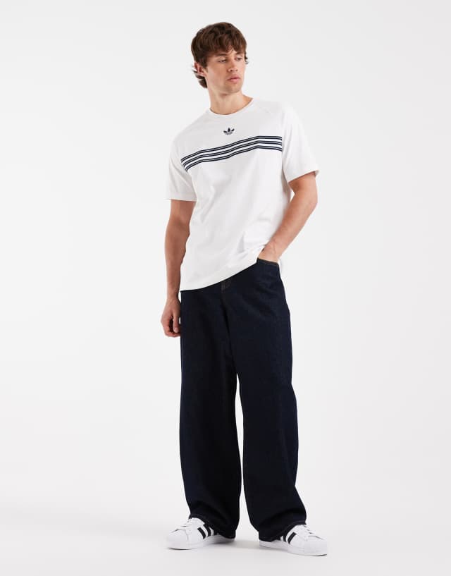 adidas Originals retro three stripe T-shirt in white | ASOS