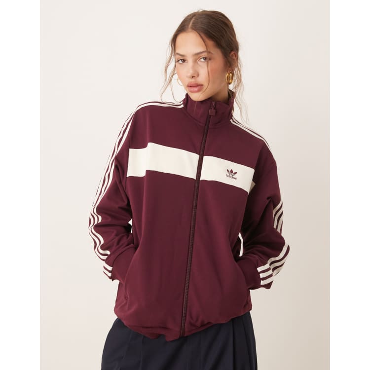 adidas Originals retro track jacket in burgundy