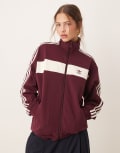 [adidas Originals] adidas Originals retro track jacket in burgundy-Brown L BROWN