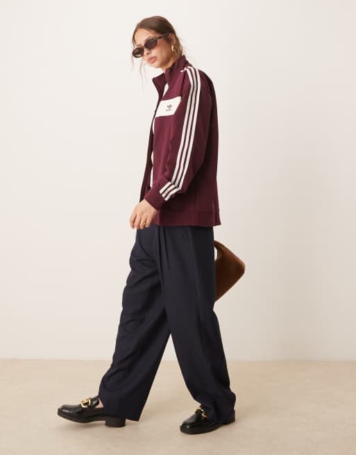 adidas Originals retro track jacket in burgundy
