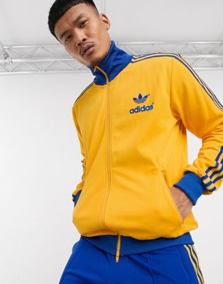 adidas blue and yellow tracksuit