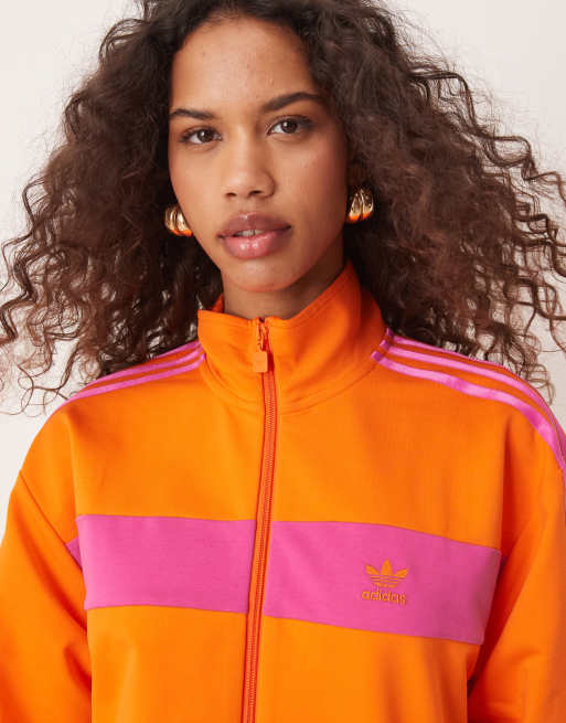 adidas Originals – Retro-Trainingsjacke in Orange und Rosa ASOS