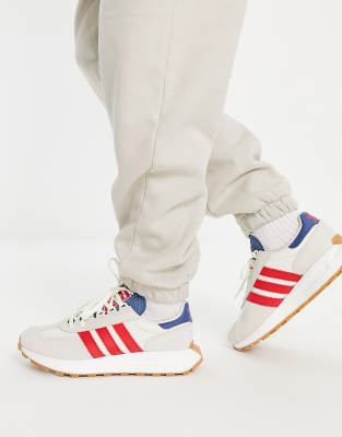 adidas Originals Retropy E5 sneakers in off white and red