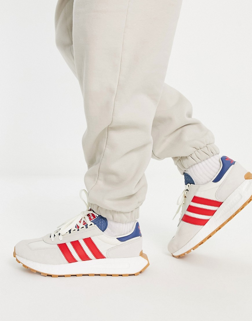 Adidas Originals Retropy E5 sneakers in off white and red