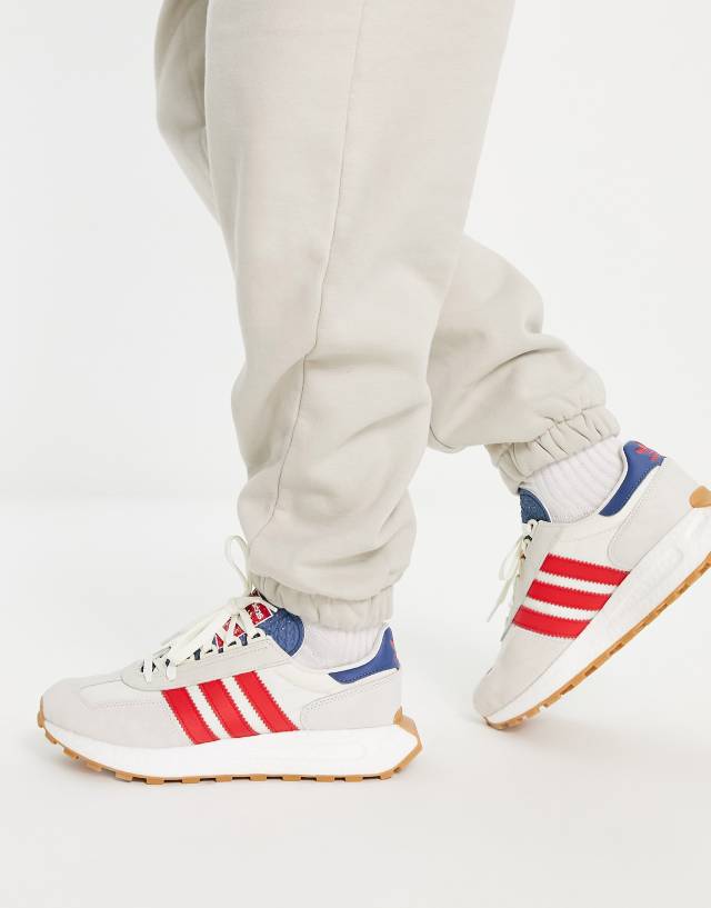 adidas Originals Retropy E5 sneakers in off white and red