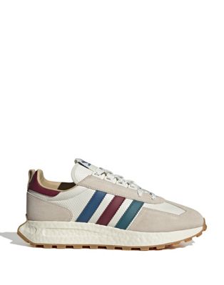 adidas Originals Retropy E5 trainers in beige and red