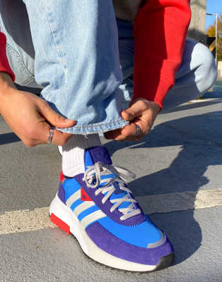 adidas Originals Retropy F2 Sneaker in Blau und Rot ASOS