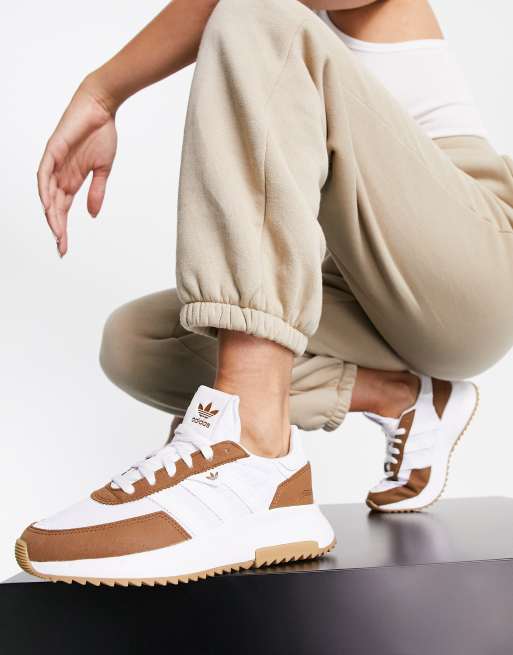adidas Originals - Retropy F2 - Sneakers bianche con dettagli marroni