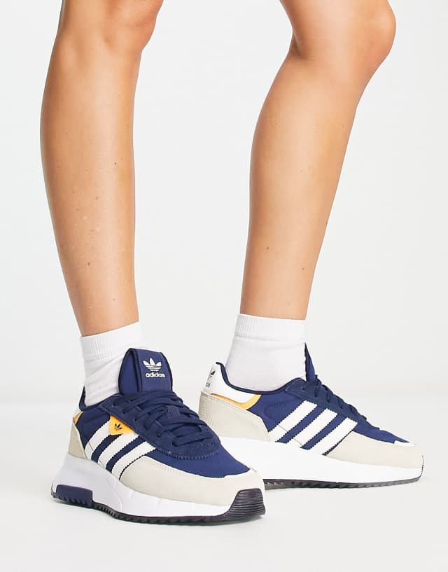 adidas Originals Retropy F2 sneakers in beige and navy