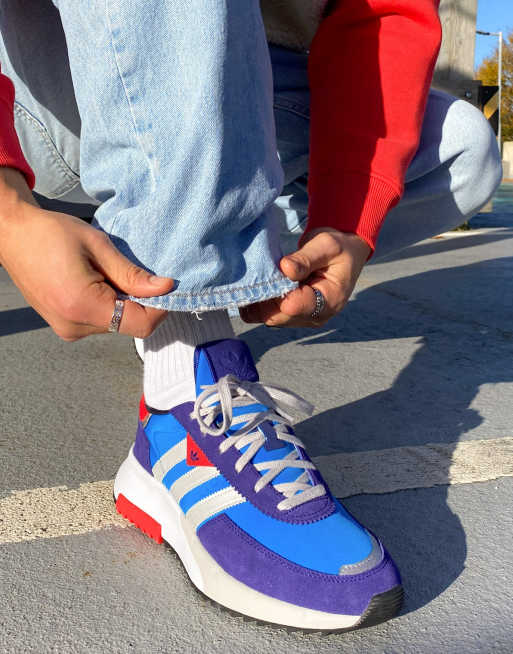 adidas Originals Retropy F2 sneakers in blue and red ASOS