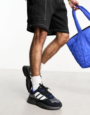 adidas Originals Retropy F90 trainers in black with blue accents - ASOS Price Checker