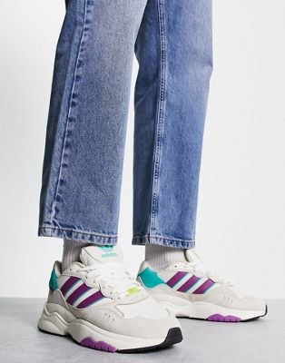 adidas Originals Retropy F90 trainers in white and purple - ASOS Price Checker