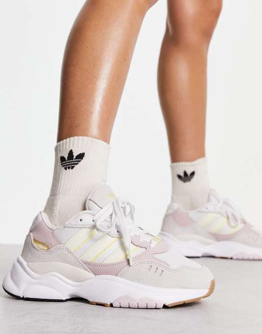 adidas Originals – Retropy F90 – Buty sportowe w kolorze złamanej bieli z kolorowymi wstawkami