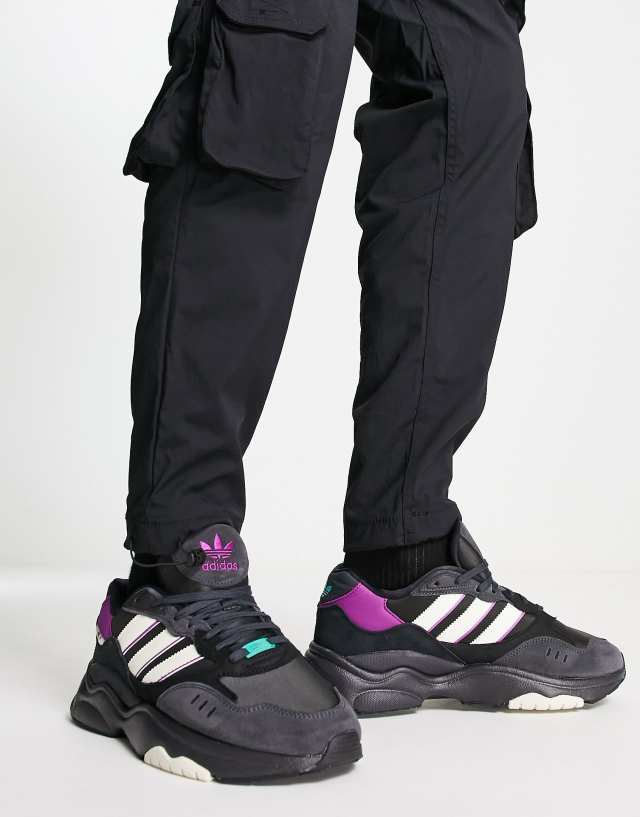 adidas Originals Retropy F90 sneakers in black and purple