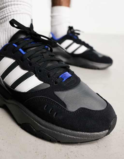 Adidas black hot sale blue shoes