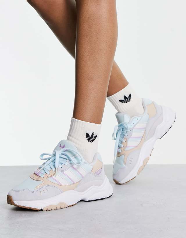 adidas Originals Retropy F90 sneakers in pastel blue and multi