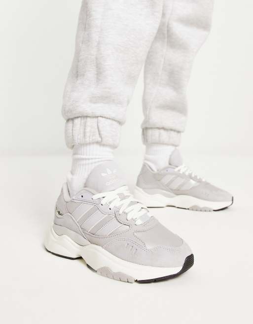 adidas Originals Retropy F90 trainers in grey and off white