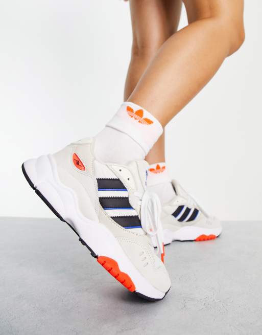 adidas Originals Retropy F90 trainers in off white with red details | ASOS