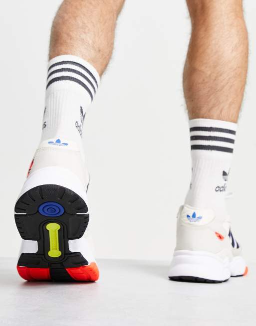 adidas originals retropy f90 trainers in white and red