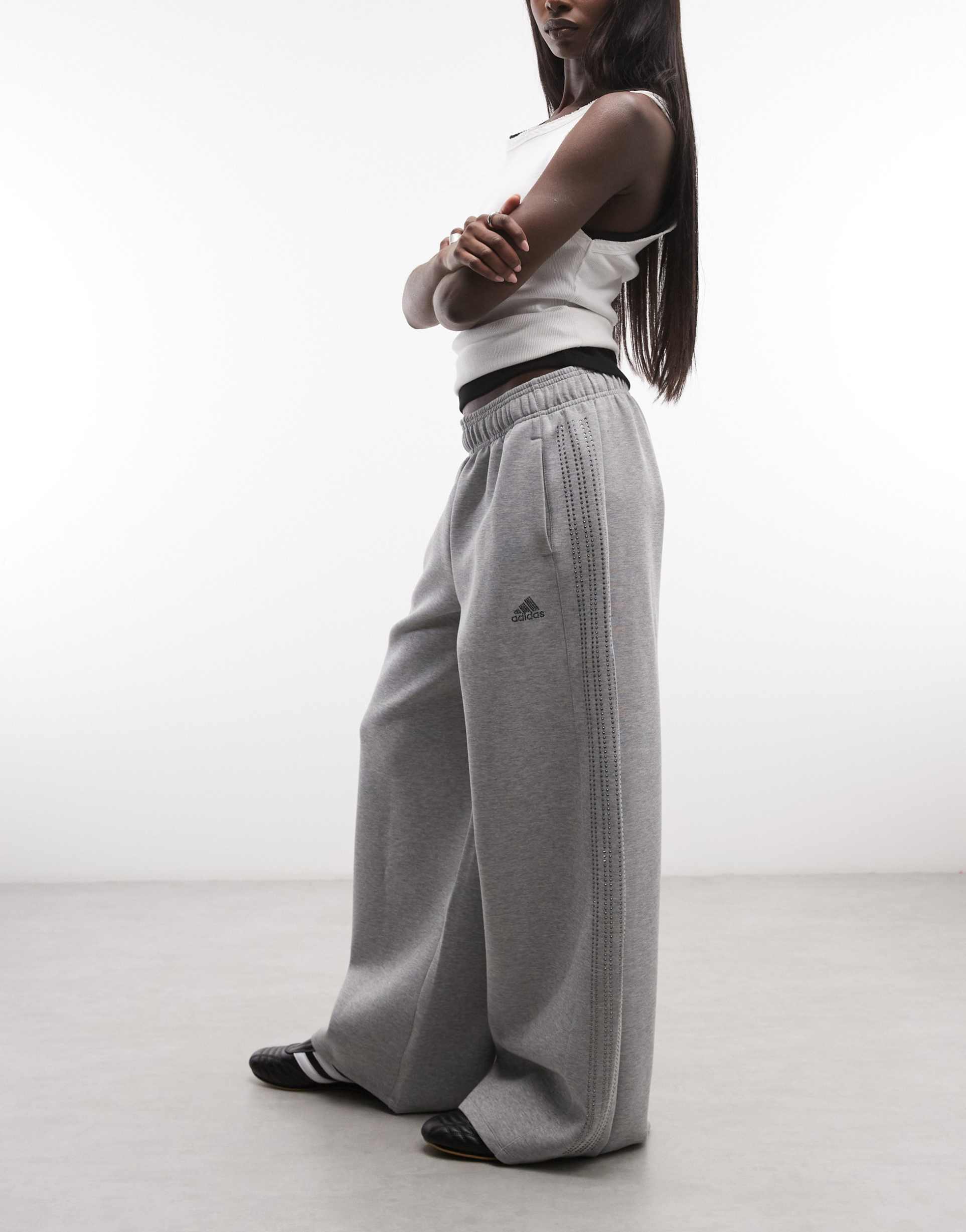 adidas originals rhinestone track pants in gray