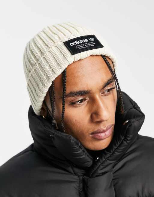 adidas Originals Rib Cuff 2.0 beanie in oatmeal