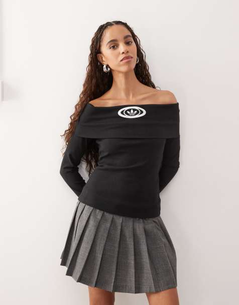 adidas Originals ribbed 00's bandeau top in black