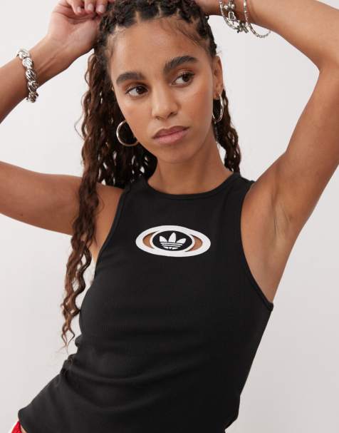 adidas Originals ribbed 00s tank in black - view 1