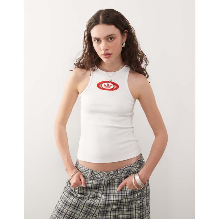 adidas Originals ribbed 00s tank in white | ASOS
