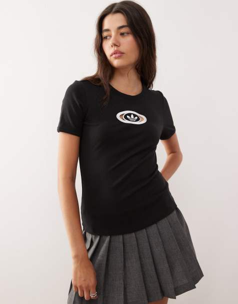 adidas Originals ribbed 00's tee in black - view 1