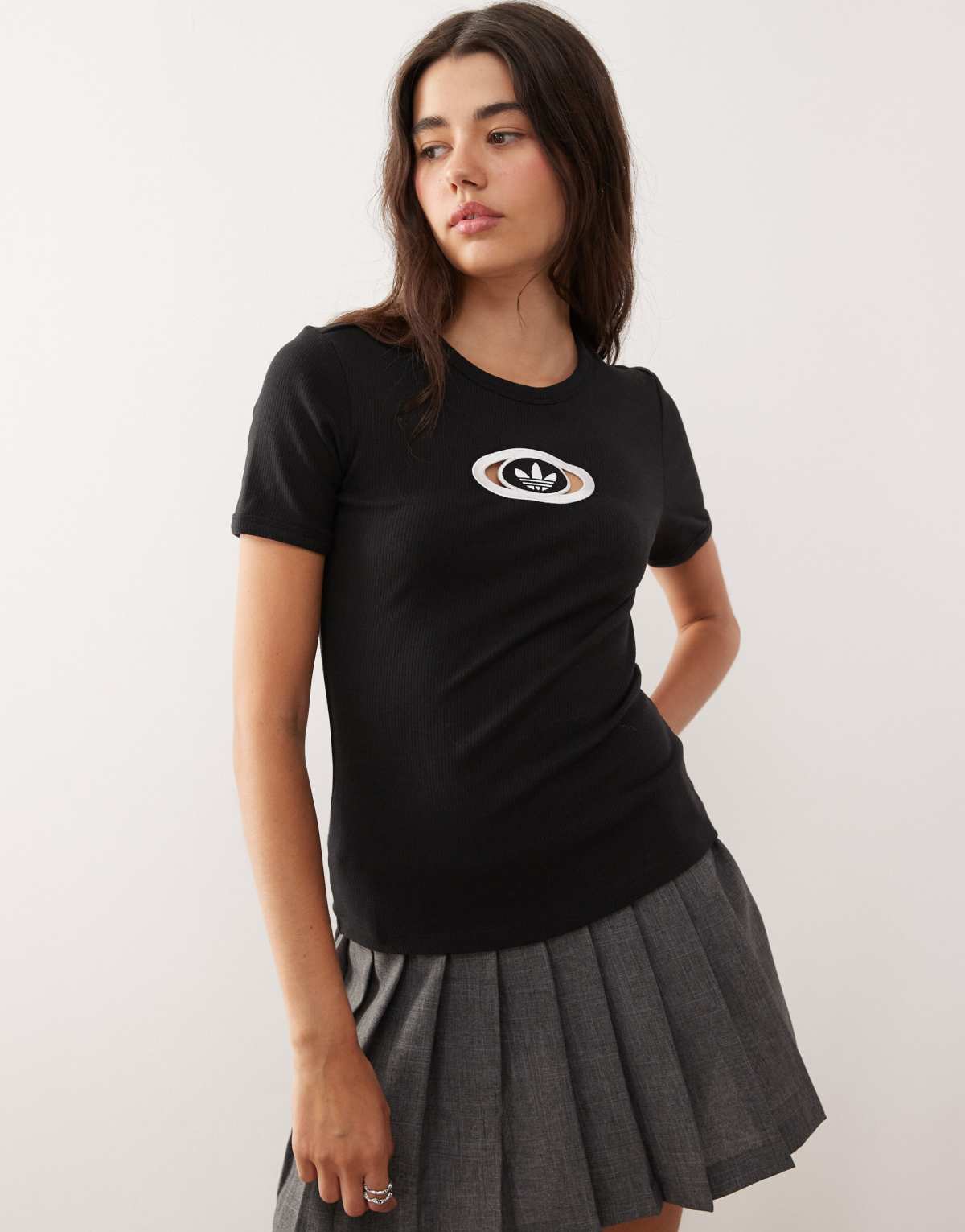 adidas Originals ribbed 00's tee in black