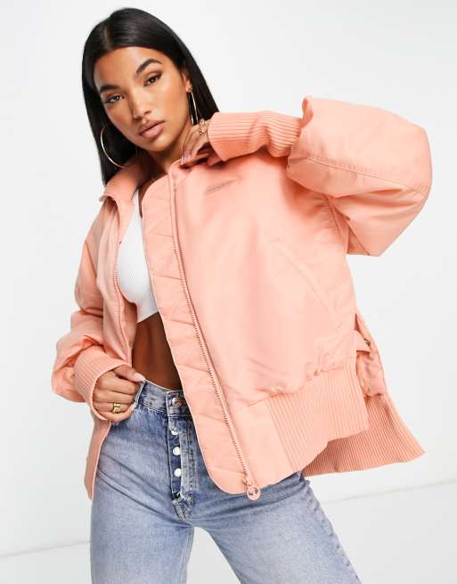 Adidas cropped best sale bomber jacket pink