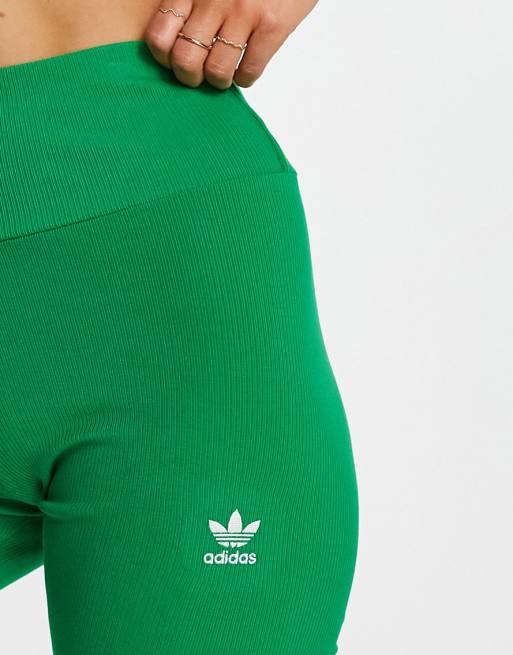 adidas Originals ribbed legging shorts in green