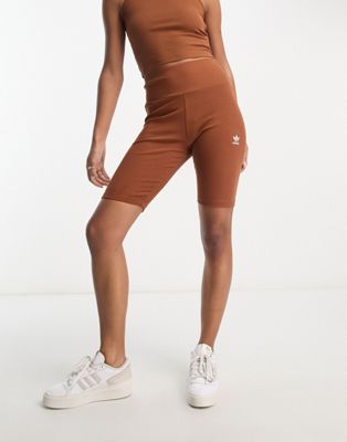 adidas Originals ribbed legging shorts in rust - ASOS Price Checker