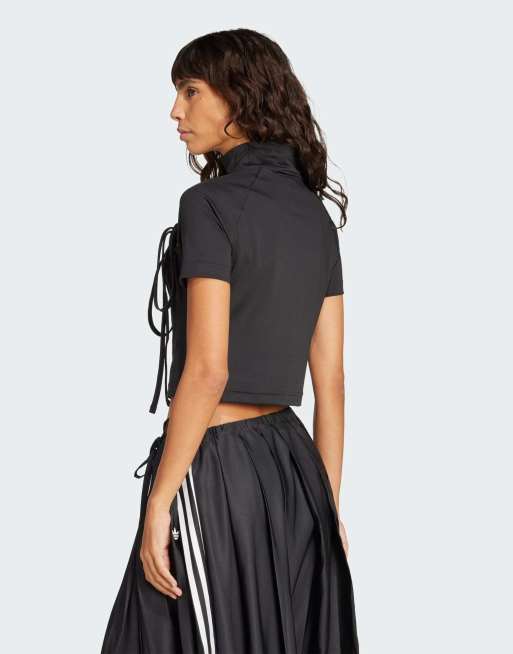 adidas Originals Ribbon cut out crop top in black | ASOS