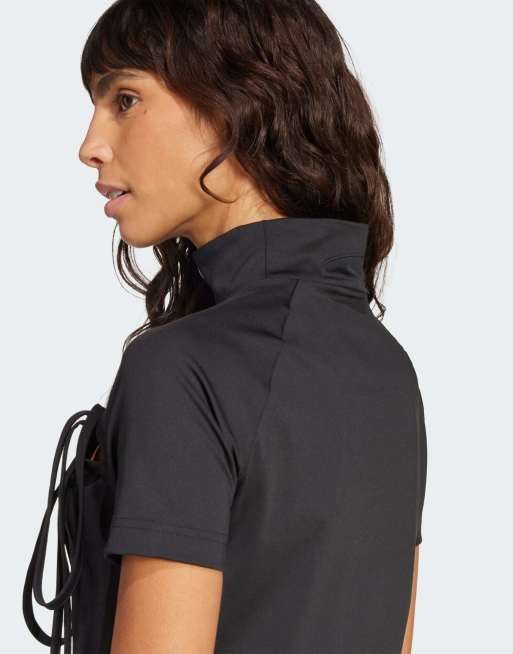 adidas Originals Ribbon cut out crop top in black | ASOS