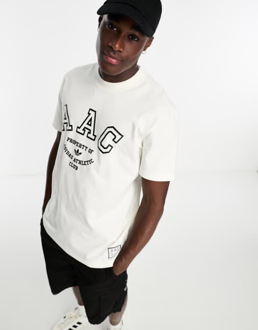 adidas Originals – Rifta AAC – Biały T-shirt z dużym logo w uczelnianym stylu
