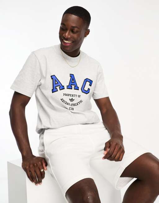 adidas Originals – Rifta AAC – Gråmelerad t-shirt med stor collegelogga